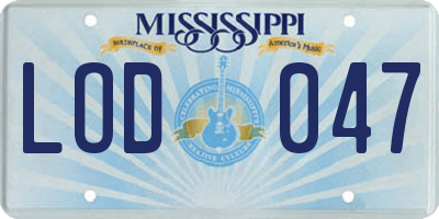 MS license plate LOD047