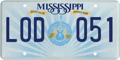 MS license plate LOD051