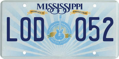 MS license plate LOD052