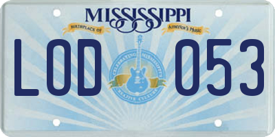 MS license plate LOD053