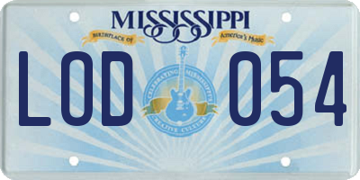MS license plate LOD054
