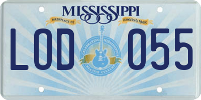 MS license plate LOD055