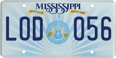 MS license plate LOD056