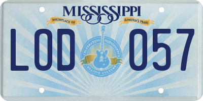 MS license plate LOD057