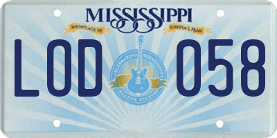 MS license plate LOD058