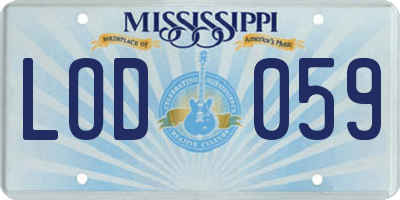 MS license plate LOD059