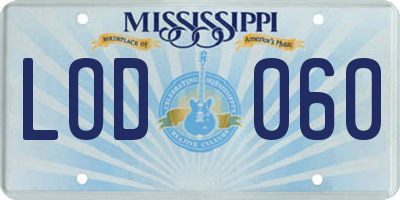 MS license plate LOD060
