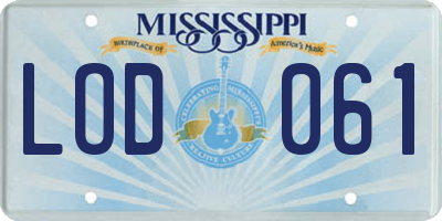 MS license plate LOD061