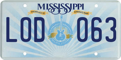 MS license plate LOD063