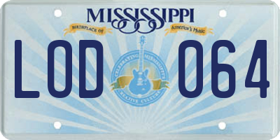 MS license plate LOD064