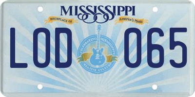 MS license plate LOD065