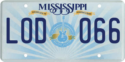 MS license plate LOD066