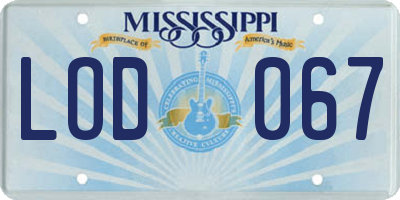 MS license plate LOD067