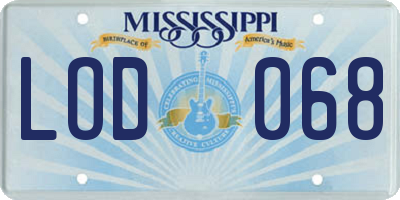MS license plate LOD068
