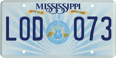 MS license plate LOD073