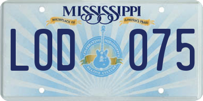 MS license plate LOD075