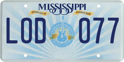 MS license plate LOD077