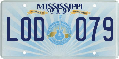 MS license plate LOD079