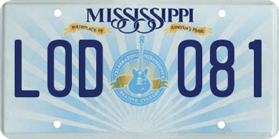 MS license plate LOD081