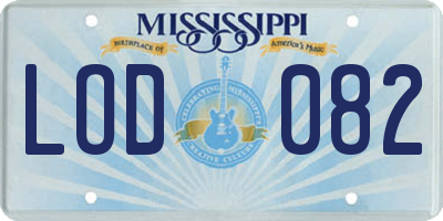 MS license plate LOD082