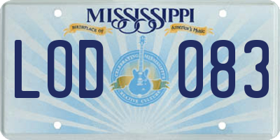 MS license plate LOD083