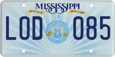 MS license plate LOD085