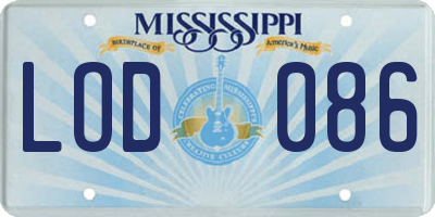MS license plate LOD086