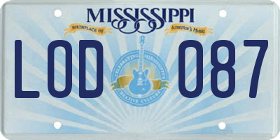 MS license plate LOD087