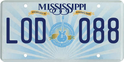 MS license plate LOD088