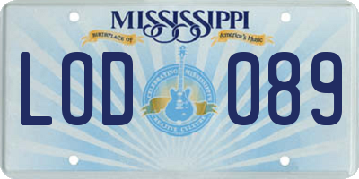 MS license plate LOD089