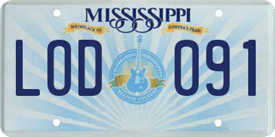 MS license plate LOD091