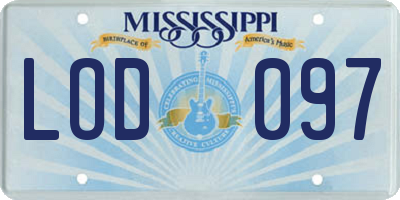 MS license plate LOD097