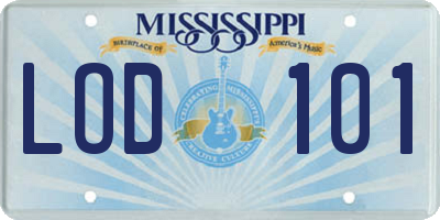 MS license plate LOD101