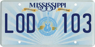 MS license plate LOD103