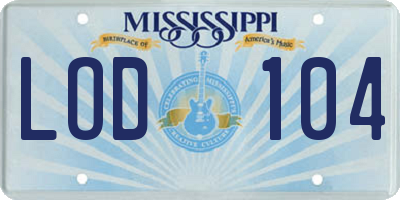 MS license plate LOD104