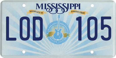 MS license plate LOD105