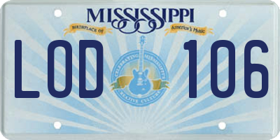 MS license plate LOD106