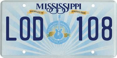MS license plate LOD108