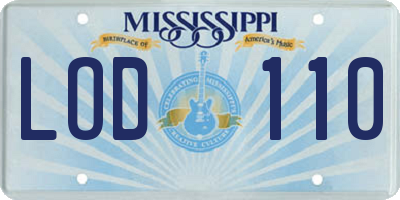 MS license plate LOD110