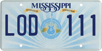 MS license plate LOD111