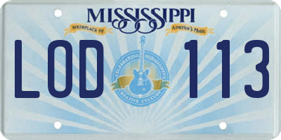 MS license plate LOD113