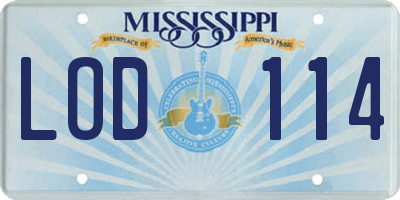 MS license plate LOD114