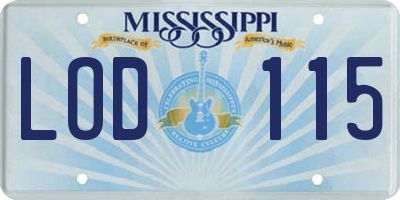 MS license plate LOD115