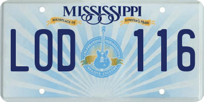 MS license plate LOD116