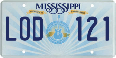 MS license plate LOD121