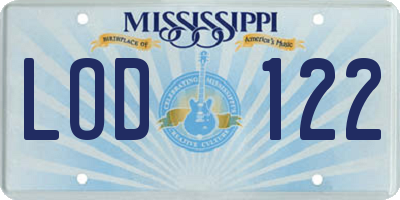 MS license plate LOD122