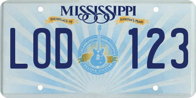 MS license plate LOD123