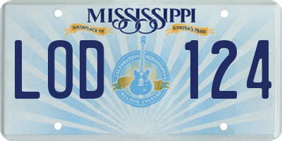 MS license plate LOD124