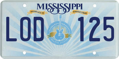 MS license plate LOD125