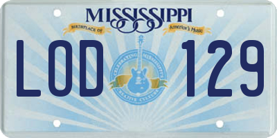 MS license plate LOD129